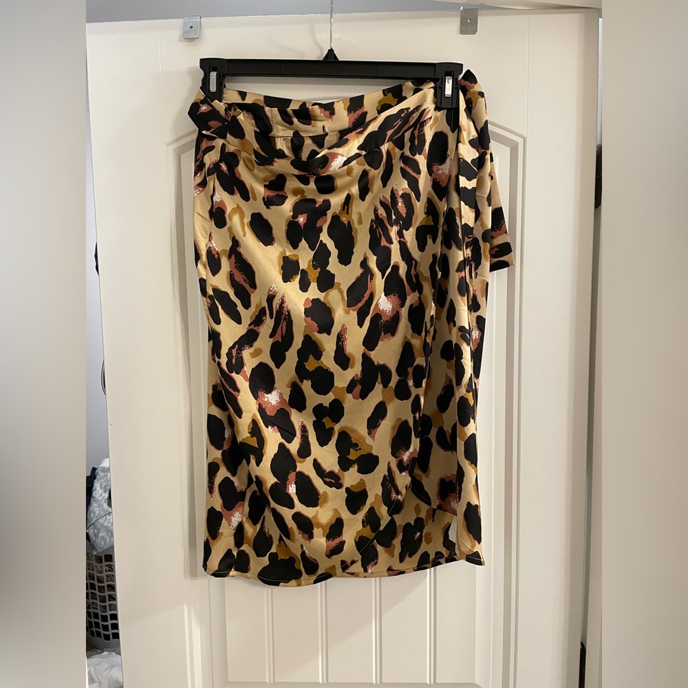 Boohoo Leopard Wrap Skirt (Tall)